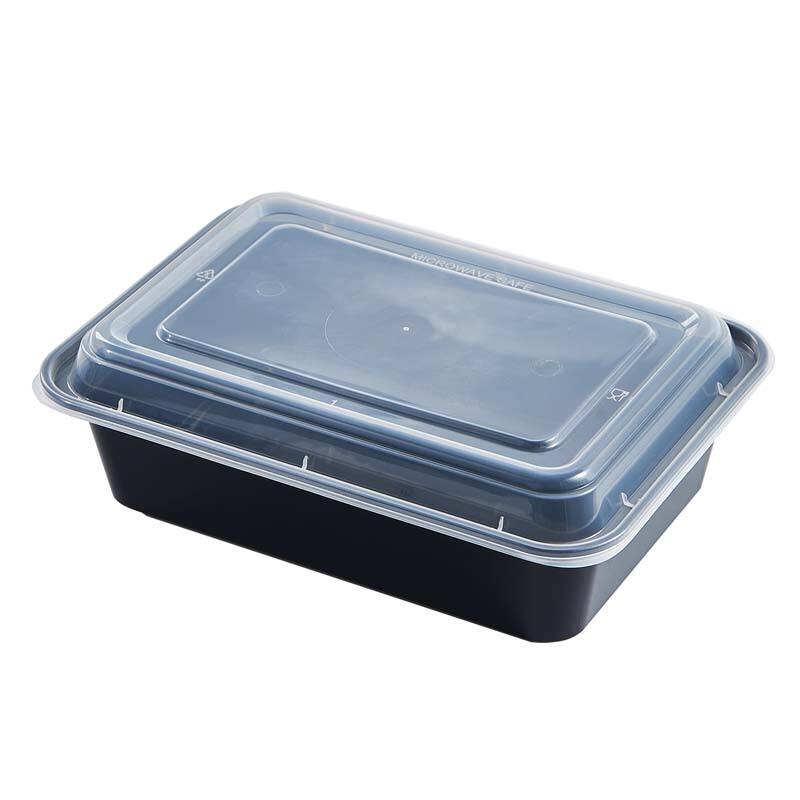 38 oz PPプラスチック マイクロ波対応 黒 使い捨て 長方形